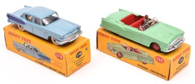 2 Dinky Toys. A Packard Convertible (132). An example in light green with red interior and wheels