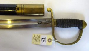 A mid 19th century Police hanger, plain polished fullered blade 22” with back edge for last 8”,