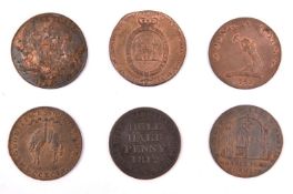 British AE halfpenny tokens: Norfolk-Norwich 1794, Norwich castle, rev. Good Times will come, with