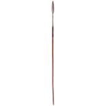 A Zulu throwing spear, 41”, leaf shaped blade 5”. GC Note: In the National Army Museum there is a