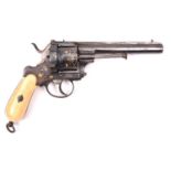 A Belgian 6 shot 12mm Francotte type closed frame double action pinfire revolver, c 1870, round