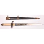 A late 18th century long naval dirk with “five ball” hilt, blade 16” with full length fuller and