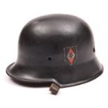 A Third Reich M34 police type Hitler Youth square dip steel helmet, with Hitler Youth and party