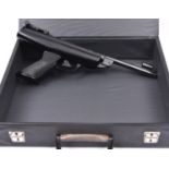 A .22” BSA Scorpion air pistol, with fully adjustable rearsight, telescopic sight grooves, black