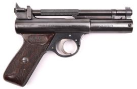 A post war pre 1958 .22” Webley Senior air pistol, batch number 371 (2371 beneath left grip),