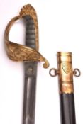A good scarce mid 19th century naval officer’s sword of the Royal Dockyard Battalion, by Henry