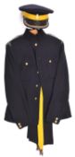 The blue dress uniform of Maj Henry Tufnell, Sussex Yeomanry, c 1939, comprising peaked cap with