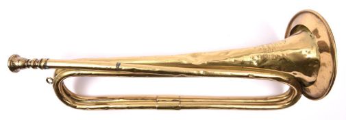 A brass cavalry trumpet, by Henry Potter, Charing Cross, London, stamped with WD and broad arrow, “