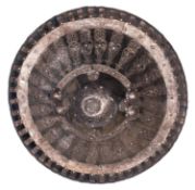 An Abyssinian Chieftain’s circular shield, diameter 16½”, banded overall with silver decorated
