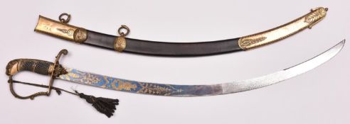 A superior quality Georgian naval officer’s sword, probably for senior officer, c 1805, flat, curved