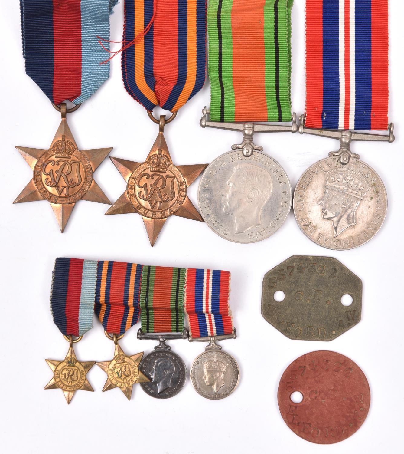 Four: 1939-45 star, Burma star, Defence, War (un-named as issued) with miniatures, VF-EF, with 2 I.