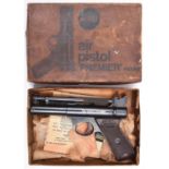 A .22” Webley Premier “E” series air pistol, batch number 163 and dated “6 71” beneath left grip,