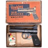 A post war pre 1958 .177” Webley Junior air pistol, batch number 807, with adjustable rear sight.