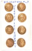 A set of 8 open back brass buttons of Brighton West Pier Company, by Firmin, London, the central
