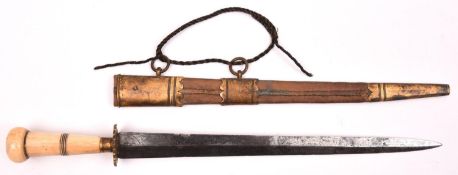 A Georgian naval dirk, c 1820, tapered DE blade 20”, etched for its entire length with scrolls and