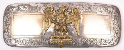 A Victorian officer’s silver pouch flap of the 2nd Dragoons (Royal Scots Greys), bearing eagle badge