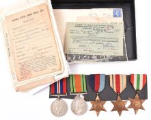 Five: 1939-45 star, Africa star, Italy star, Defence and War (un-named as issued) attributed to PO/X