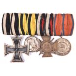 A WWI German medal group: 1914 Iron Cross 2nd Class; Wurttemberg Medal for Military Merit; 1914-18