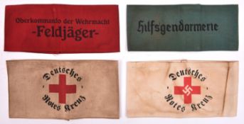2 Third Reich Deutsches Rotes Kreuz arm bands, Oberkommando Der Wehrmacht Feldjager armband and