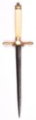 A Georgian naval dirk, c 1800, blade 6½” of flattened diamond section, the hilt having gilt