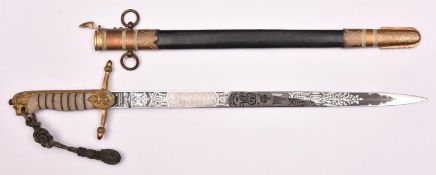 A George V naval Midshipman’s Prize Dirk, blade 18’ by Henry Wilkinson, Pall Mall, etched for its