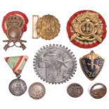Italian WWII period items: cast aluminium disc from a vehicle, 3½” diameter, depicting fasces, and