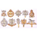 10 Mostly WWII period Cavalry cap badges: WM KDG, Bays, 3rd Carabiniers, 4/7th DG, Royal Dragoons (