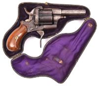 A Belgian 6 shot 7mm solid closed frame double action pinfire revolver, round barrel 2½”, Liege