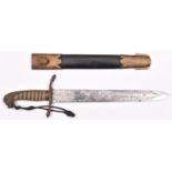 An early 1856 pattern naval Midshipman”s dirk, broad blade 12” x 1-3/8”, etched with crowned VR,