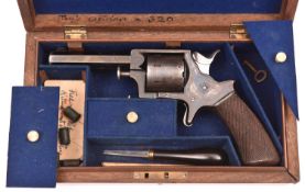 A 7 shot .320” rimfire Tranters 1863 patent single action revolver, octagonal barrel 3½” engraved “