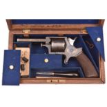 A 7 shot .320” rimfire Tranters 1863 patent single action revolver, octagonal barrel 3½” engraved “