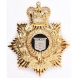 An Elizabeth II band helmet plate of The Royal Army Ordnance Corps, Ordnance shield to centre and