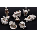 8 crested china items comprising: WWI ambulance (Glasgow); WWI Tommy (City of Nottingham); WWI naval