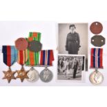 A husband and wife WWII group comprising: Four: 1939-45 Star, Africa star, Defence, War medals (un-