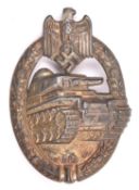 A Third Reich Panzer Assault badge, of grey metal with some finish remaining (looks like gilt
