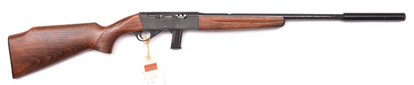 **A .22” LR Anschutz Modell 520 self loading rifle, number 113239, with beech butt and fore-end, and
