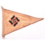 A Third Reich Teno vehicle pennant, 13” x 9”, embroidered with Teno cogwheel insignia and