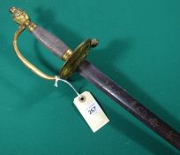 A 1796 pattern Infantry officer's sword, fullered blade 32½”, etched with crown over “GR”, Royal