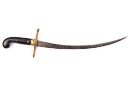 A Georgian naval dirk, slender curved SE blade 9”, DE at tip, with traces of blueing and gilding