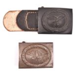 A Third Reich Luftwaffe grey painted steel buckle, the leather tongue stamped “H. Aurich, Dresden,