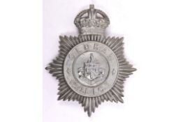 A pre 1952 Oldham Police helmet plate, white metal with traces of chrome plating. GC £20-40