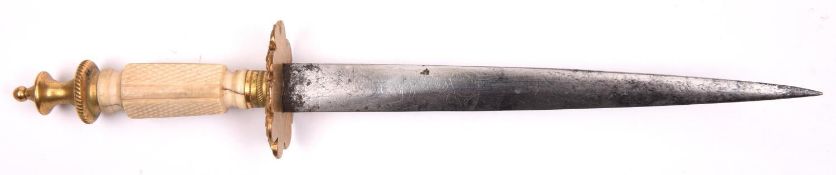 A Georgian naval dirk, c 1810, blade 6” with traces of etched decoration for its entire length, gilt