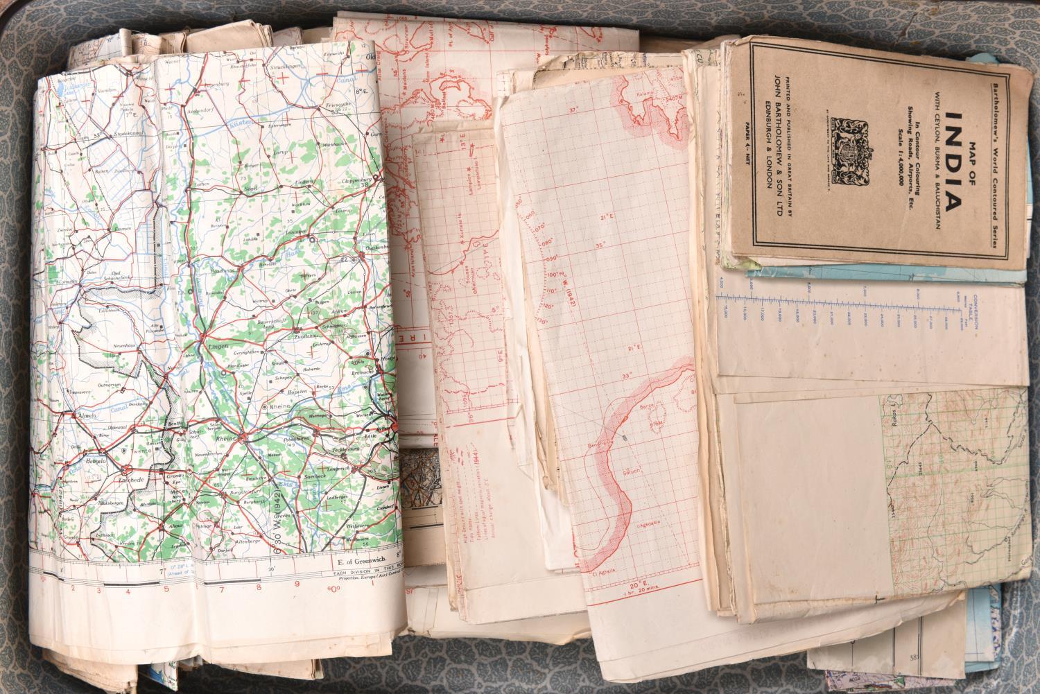 A large quantity of WWII maps and charts, produced for the War Department and Air Ministry, mostly
