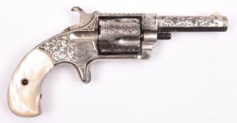 A 5 shot .32” rimfire Hopkins & Allen single action revolver, octagonal barrel 2¾”, the top strap