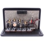 An Elastolin German Third Reich marching band set of 9 figures including Standard bearer and with