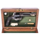A Belgian 6 shot 7mm self cocking open frame pinfire revolver, round barrel 4”, Liege proved,