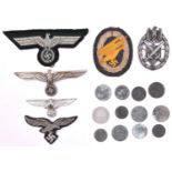 Third Reich insignia etc: 2nd pattern Army marksman’s lanyard badge; Veterans cap eagle, the back