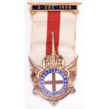 An interesting silver gilt and enamel medal, depicting the City of London arms, the centre inscribed
