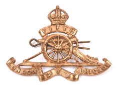 An OR’s cap badge of the 5th London Brigade, Royal Field Artillery. GC £40-50