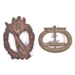 A Third Reich Infantry Assault badge, of hollow die stamped bronzed construction (Beadle No 8),